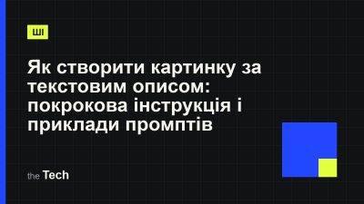 Типографічна обкладинка TheTech: заголовок «Як створити картинку за текстовим описом: покрокова інструкція і приклади промптів» на темному тлі